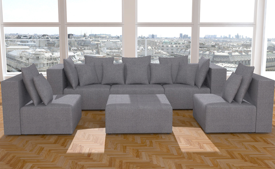 WOHNLANDSCHAFT 6 XXL TEILE MODULARES SOFA STOFF GARNITUR ECKE SESSEL